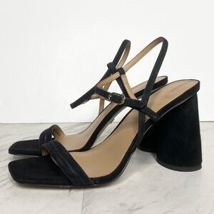 Sam Edelman Kit Black Suede Heeled Sandal 7 1/2